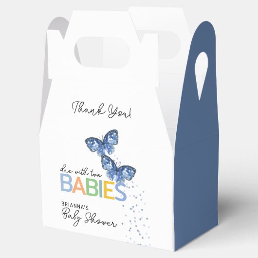Blue Butterflies Boy Twins Baby shower Dank u Bedankdoosjes (Geopend)