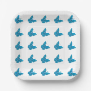 Blue Butterflies Fluttering Patroon Papieren Bordje