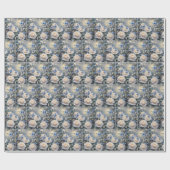 Blue Butterflies in a White Rose Garden Cadeaupapier (Vlak)