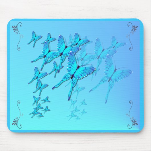 Blue Butterflies Mousepad Muismat (Voorkant)