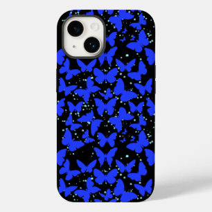 Blue Butterflies Pattern C01.b Black BG Case-Mate iPhone 14 Hoesje
