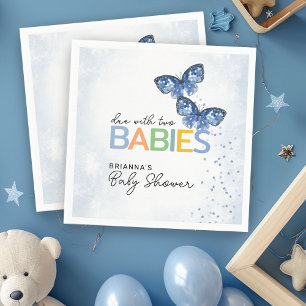 Blue Butterflies Verschuldigd met Two Twins Baby s Servet