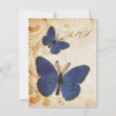 Blue Butterflies Vintage Wedding RSVP (Achterkant)