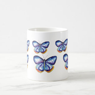 Blue Butterflies Waterverf Natuur Insect Mok