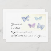 Blue Butterflies Wedding Uitnodiging (Voorkant / Achterkant)