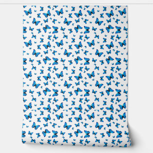 Blue butterflips behang