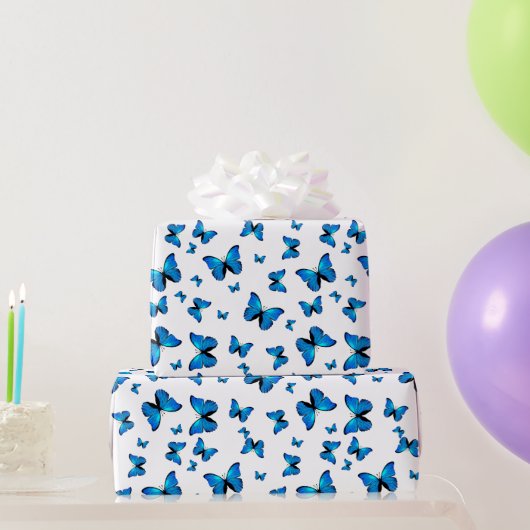 Blue butterflips cadeaupapier (Feestgeschenken)