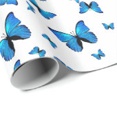 Blue butterflips cadeaupapier (Rol Hoek)