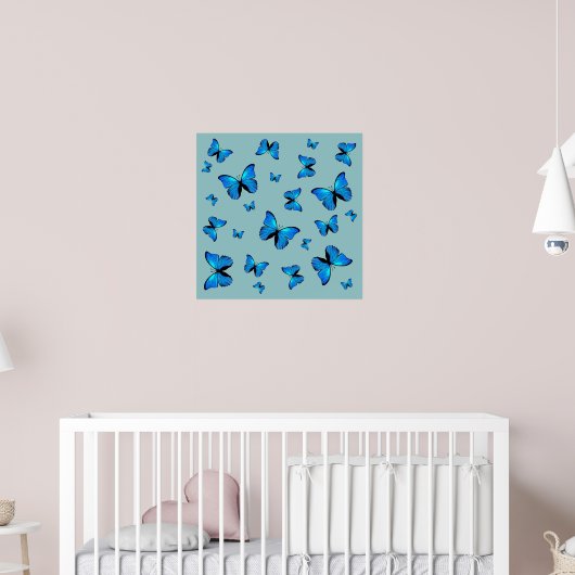 Blue butterflips poster (Kinderkamer 2)