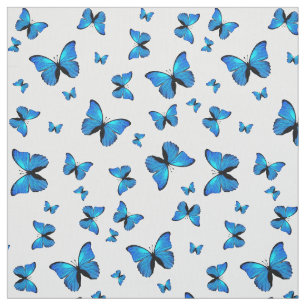 Blue butterflips stof