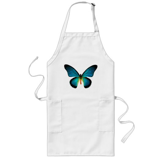 Blue Butterfly Apron Lang Schort (Voorkant)