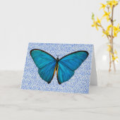 Blue Butterfly Art Note Card Kaart (Gele Bloem)