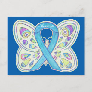 Blue Butterfly Awareness Ribbon Custom Briefkaart