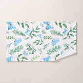 Blue Butterfly Botanical Greenery Waterverf Bad Handdoek (Handdoek)