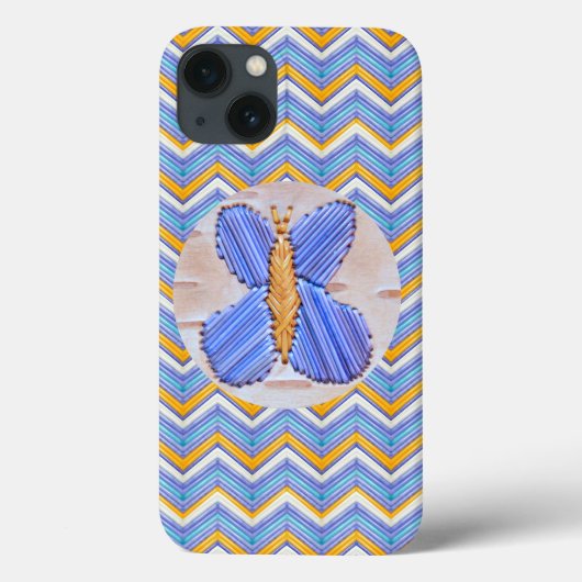 Blue Butterfly Chevron Case-Mate iPhone Case (Achterkant)