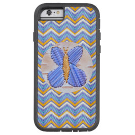 Blue Butterfly Chevron iPhone 13 Hoesje