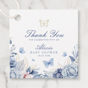 Blue Butterfly Dank je jongen Baby shower Bedankjes Labels