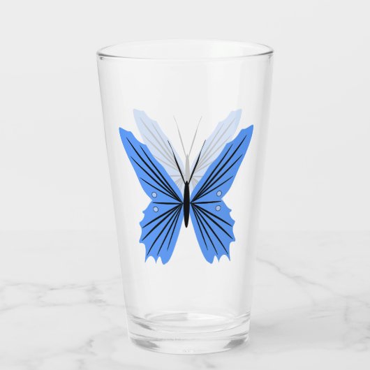 Blue Butterfly Design Glass Glas (Achterkant)