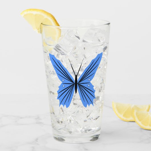 Blue Butterfly Design Glass Glas (Voorkant ijs)
