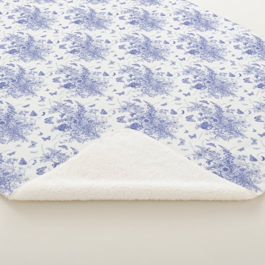 Blue Butterfly en Delphinium Toile Sherpa Deken (3/4)