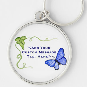 Blue Butterfly en Green Vine Sleutelhanger Charms