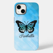 Blue Butterfly en Jouw naam Personalized Case-Mate iPhone Case (Achterkant)