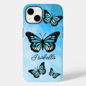 Blue Butterfly en Jouw naam Personalized Case-Mate iPhone Case (Achterkant)