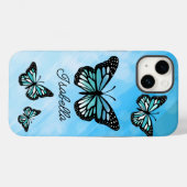 Blue Butterfly en Jouw naam Personalized Case-Mate iPhone Case (Achterkant (horizontaal))