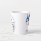 Blue Butterfly en Lavender Personalized Latte Mok (Voorkant)