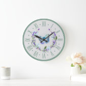 Blue Butterfly en Lavender Wall Clock Grote Klok (Huis)