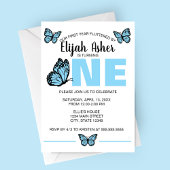 Blue Butterfly First Birthday Invitation