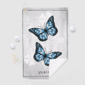 Blue Butterfly Floral Golf Towel Golfhanddoek (Insitu)