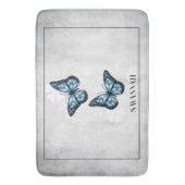Blue Butterfly Floral Personalized Bath Mat (Voorkant Verticaal)