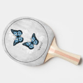 Blue Butterfly Floral Ping Pong Paddle Tafeltennisbatje (Zijkant)
