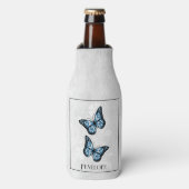 Blue Butterfly Floral Specialized Bottle Cooler (Fles Voorkant)