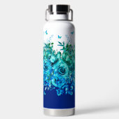 Blue Butterfly Floral Water Bottle Waterfles (Achterkant)
