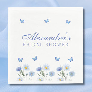 Blue Butterfly Floral Wildflower Vrijgezellenfeest Servet