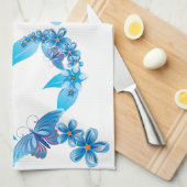 Blue Butterfly Heart Amerikaans MoJo Keukendoek Theedoek (Quarter Fold)