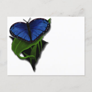 Blue Butterfly Heart Briefkaart