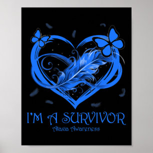 Blue Butterfly Heart Ik ben een overlevende Ataxia Poster