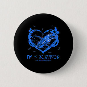 Blue Butterfly Heart Ik ben een overlevende Ataxia Ronde Button 5,7 Cm
