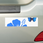 Blue Butterfly Hibiscus design Bumpersticker (Op auto)