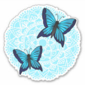 Blue Butterfly Mandala Sticker (Voorkant)