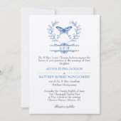 Blue Butterfly Monogram Formal Weddenschap Kaart (Voorkant)
