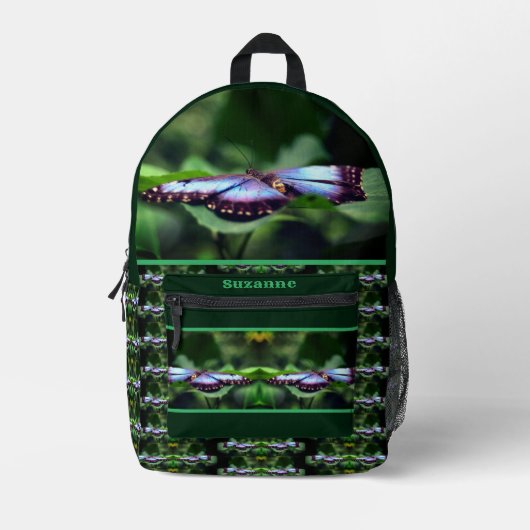 Blue Butterfly Natuur gepersonaliseerd Bedrukte Rugzak (Voorkant)