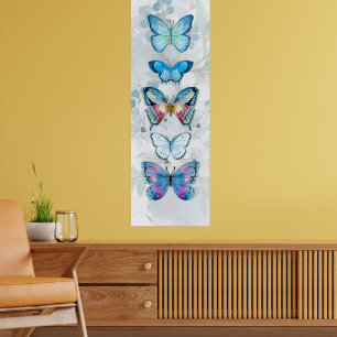 Blue Butterfly Panel Poster Print
