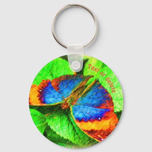 Blue Butterfly Pencil Speciaal gepersonaliseerd Sleutelhanger (Achterkant)