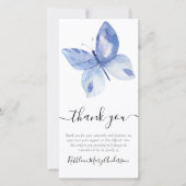 Blue Butterfly Photo Funeral Bedankkaart (Voorkant)