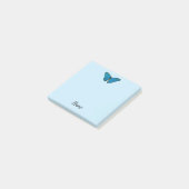 Blue Butterfly Post It Note Pad Persoonlijke naam (Schuin)