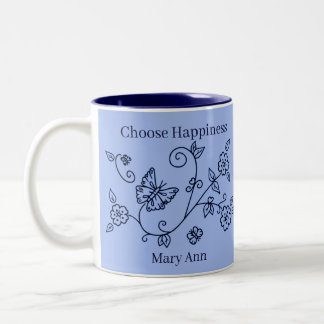 Blue Butterfly Reminder Mug Tweekleurige Koffiemok